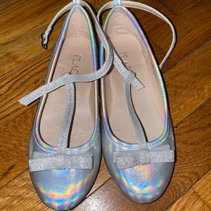 Girls Silver Metallic Ballet Flats